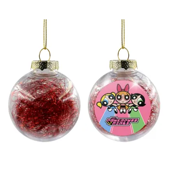 The powerpuff girls , Transparent Christmas tree ball ornament with red filling 8cm