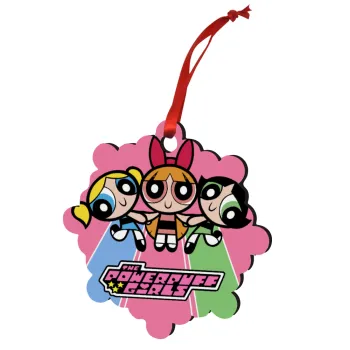 The powerpuff girls , Στολίδι Χριστουγεννιάτικο στολίδι snowflake ξύλινο 7.5cm