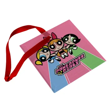 The powerpuff girls , Christmas ornament, glass square ornament 9x9cm