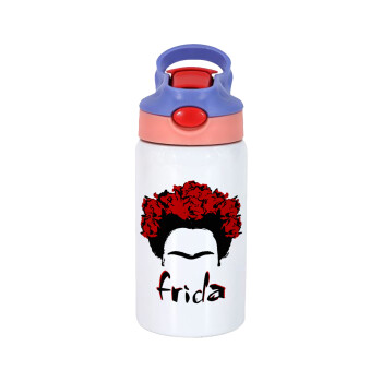 Frida, Children's hot water bottle, stainless steel, with safety straw, pink/purple (350ml)
