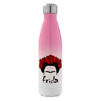 Frida, Μεταλλικό παγούρι θερμός Ροζ/Λευκό (Stainless steel), διπλού τοιχώματος, 500ml