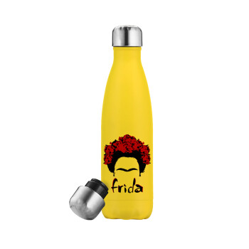 Frida, Μεταλλικό παγούρι θερμός Κίτρινος (Stainless steel), διπλού τοιχώματος, 500ml