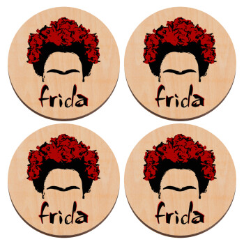 Frida, ΣΕΤ x4 Σουβέρ ξύλινα στρογγυλά plywood (9cm)