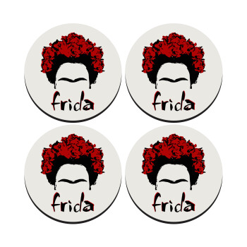 Frida, ΣΕΤ 4 Σουβέρ ξύλινα στρογγυλά (9cm)