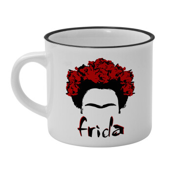 Frida, Κούπα κεραμική vintage Λευκή/Μαύρη 230ml