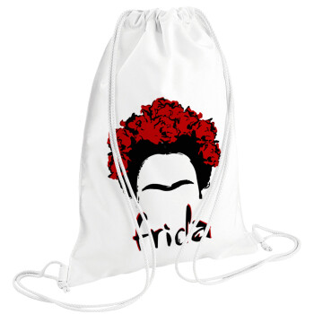 Frida, Τσάντα πλάτης πουγκί GYMBAG λευκή (28x40cm)
