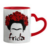 Mug heart red handle, ceramic, 330ml