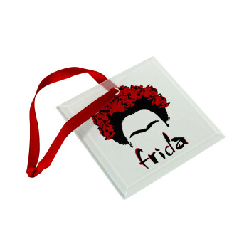 Frida, Χριστουγεννιάτικο στολίδι γυάλινο τετράγωνο 9x9cm