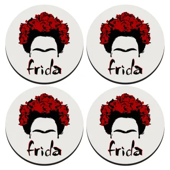 Frida, ΣΕΤ 4 Σουβέρ ξύλινα στρογγυλά (9cm)