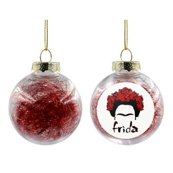 Frida, Στολίδι Χριστουγεννιάτικη μπάλα δένδρου διάφανη με κόκκινο γέμισμα 8cm