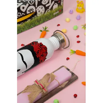 Frida, Πασχαλινή Λαμπάδα με παγούρι μεταλλικό (620ml, stainless steel) & κερί αρωματικό πλακέ (30cm) (ΡΟΖ)