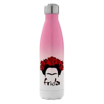 Frida, Μεταλλικό παγούρι θερμός Ροζ/Λευκό (Stainless steel), διπλού τοιχώματος, 500ml
