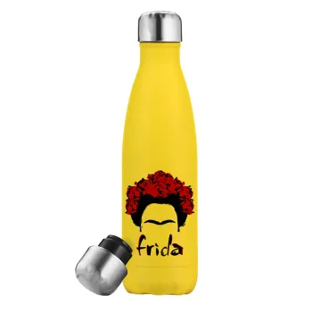 Frida, Μεταλλικό παγούρι θερμός Κίτρινος (Stainless steel), διπλού τοιχώματος, 500ml