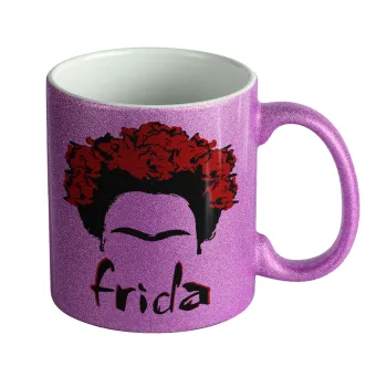 Frida, Κούπα Μωβ Glitter που γυαλίζει, κεραμική, 330ml