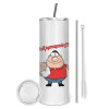 Tumbler stainless steel 600ml, with metal straw & cleaning brush
