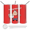 Tumbler stainless steel 600ml, with metal straw & cleaning brush