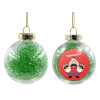 Transparent Christmas tree ball ornament with green filling 8cm