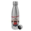 Metallic water bottle, stainless steel, 750ml