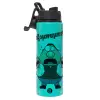 Metallic water bottle with safety lid, 850ml aluminum