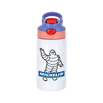Michelin, Children's hot water bottle, stainless steel, with safety straw, pink/purple (350ml)