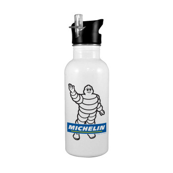 Michelin, Παγούρι νερού Λευκό με καλαμάκι, ανοξείδωτο ατσάλι 600ml