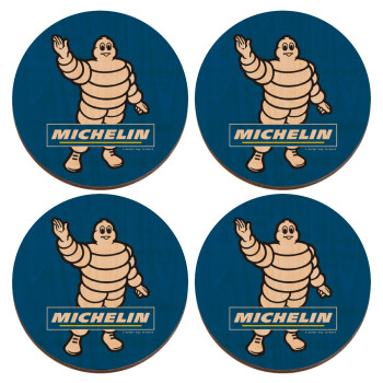 Michelin, ΣΕΤ x4 Σουβέρ ξύλινα στρογγυλά plywood (9cm)