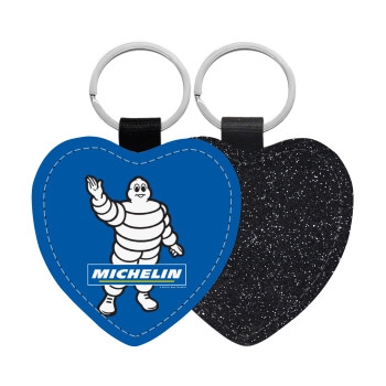 Michelin, Μπρελόκ PU δερμάτινο glitter καρδιά ΜΑΥΡΟ