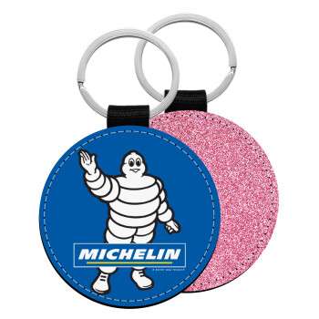 Michelin, Μπρελόκ Δερματίνη, στρογγυλό ΡΟΖ (5cm)