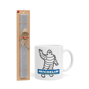 Michelin, Easter Set, Ceramic Cup (330ml) & Easter aromatic flat candle (30cm) (GRAY)