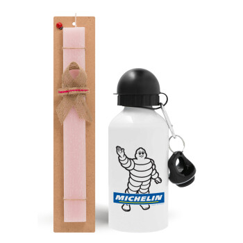 Michelin, Easter Set, metallic aluminum bottle (500ml) & aromatic flat Easter candle (30cm) (PINK)