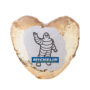 Michelin, Μαξιλάρι καναπέ καρδιά Μαγικό Χρυσό με πούλιες 40x40cm περιέχεται το  γέμισμα
