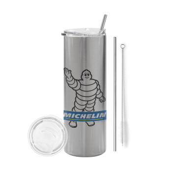 Michelin, Tumbler stainless steel Silver 600ml, with metal straw & cleaning brush