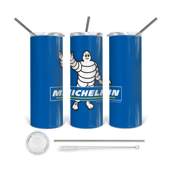 Michelin, 360 Eco friendly ποτήρι θερμό (tumbler) από ανοξείδωτο ατσάλι 600ml, με μεταλλικό καλαμάκι & βούρτσα καθαρισμού