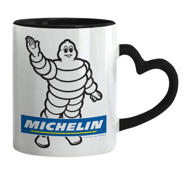 Michelin — Mug heart black handle, ceramic, 330ml