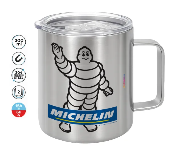 Michelin — Double-walled stainless steel mug 300ml with temperature-retaining lid
