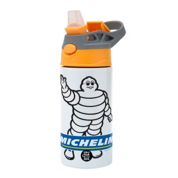 Michelin, Παιδικό παγούρι θερμό, ανοξείδωτο, με καλαμάκι ασφαλείας, Πορτοκαλί/Γκρι (360ml) BPA-FREE