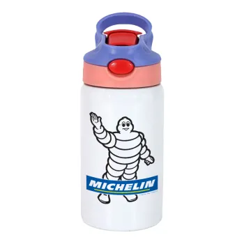 Michelin, Children's hot water bottle, stainless steel, with safety straw, pink/purple (350ml)