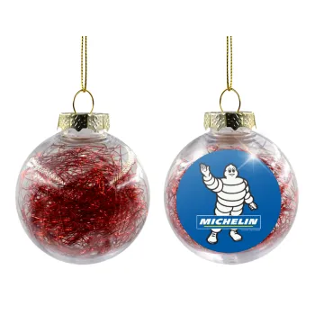 Michelin, Transparent Christmas tree ball ornament with red filling 8cm