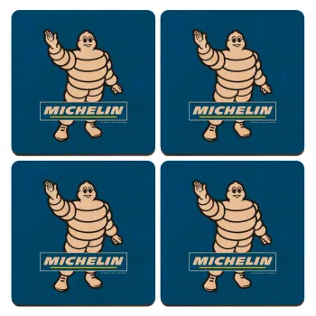 Michelin, ΣΕΤ x4 Σουβέρ ξύλινα τετράγωνα plywood (9cm)