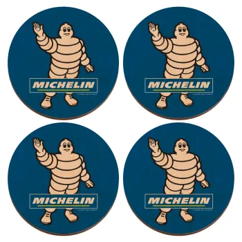 Michelin, ΣΕΤ x4 Σουβέρ ξύλινα στρογγυλά plywood (9cm)