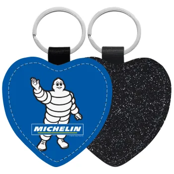 Michelin, Μπρελόκ PU δερμάτινο glitter καρδιά ΜΑΥΡΟ