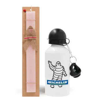 Michelin, Easter Set, metallic aluminum bottle (500ml) & aromatic flat Easter candle (30cm) (PINK)