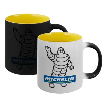 Michelin, Κούπα Μαγική εσωτερικό κίτρινη, κεραμική 330ml που αλλάζει χρώμα με το ζεστό ρόφημα