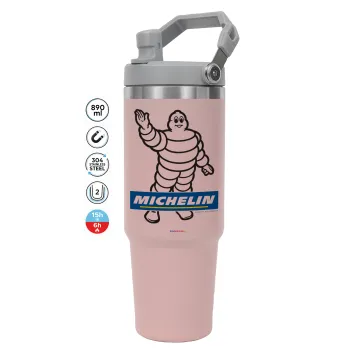 Michelin, Pink color, 890ml (30oz) stainless Steel Tumbler with Handle
