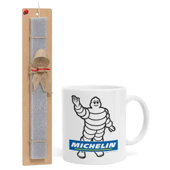 Michelin, Easter Set, Ceramic Cup (330ml) & Easter aromatic flat candle (30cm) (GRAY)