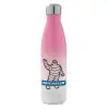 Μεταλλικό παγούρι θερμός Ροζ/Λευκό (Stainless steel), διπλού τοιχώματος, 500ml