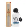 Easter Set, metallic aluminum water bottle (500ml) & aromatic flat Easter candle (30cm) (GRAY)