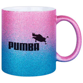 Pumba, Κούπα Χρυσή/Μπλε Glitter, κεραμική, 330ml