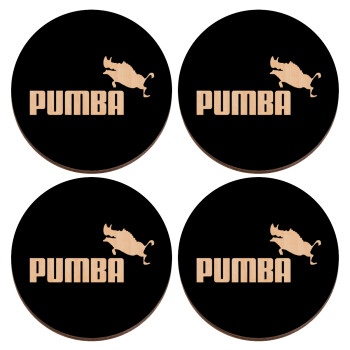 Pumba, ΣΕΤ x4 Σουβέρ ξύλινα στρογγυλά plywood (9cm)