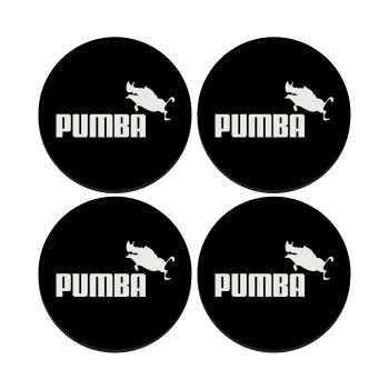 Pumba, ΣΕΤ 4 Σουβέρ ξύλινα στρογγυλά (9cm)